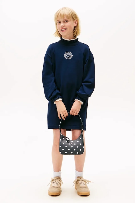 Dječja haljina Tommy Hilfiger boja: tamno plava, mini, ravna, KG0KG08795