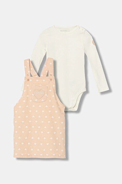 Guess komplet bawełniany niemowlęcy kolor beżowy A5BG09 KA6W4