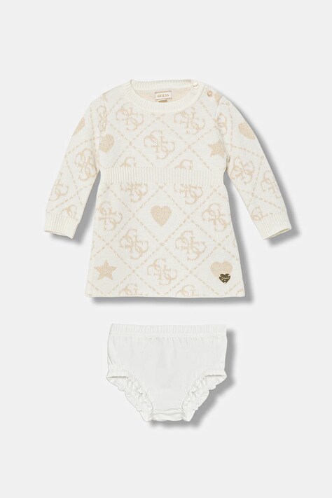 Guess sukienka z domieszką wełny dziecięca kolor beżowy mini rozkloszowana A5BK02 Z39N0