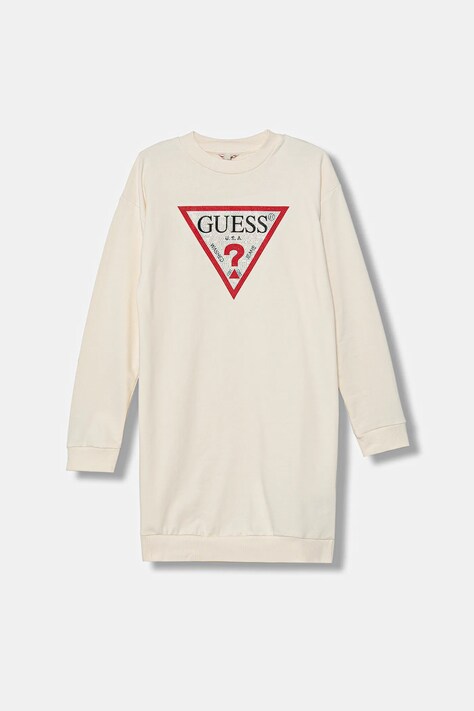 Guess gyerek pamutruha bézs, mini, oversize, J3YK20 KA6R4