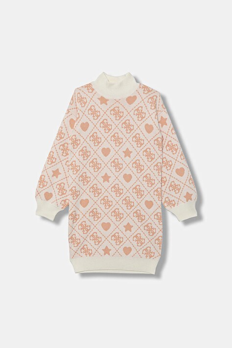 Guess sukienka z domieszką wełny dziecięca kolor pomarańczowy mini prosta J5BK03 Z3K10