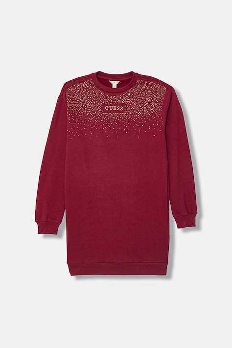 Guess sukienka bawełniana dziecięca kolor bordowy J5BK07 KAV34