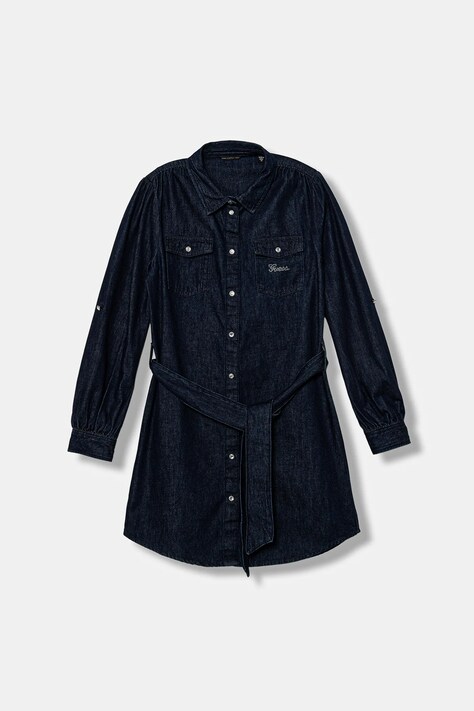 Guess sukienka jeansowa dziecięca kolor granatowy mini prosta J5BK22 D4EU0