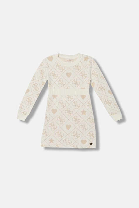 Guess sukienka z domieszką wełny dziecięca kolor beżowy mini dopasowana K5BK02 Z39N0