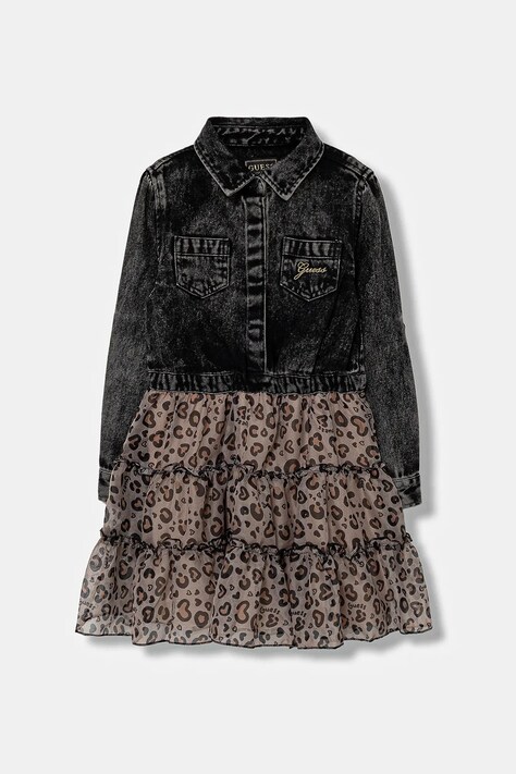 Guess sukienka dziecięca kolor czarny mini rozkloszowana K5BK05 D4IC0
