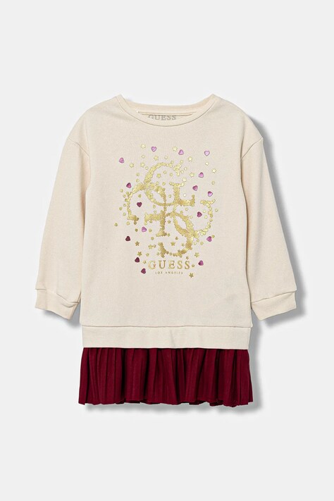 Guess sukienka dziecięca kolor beżowy mini prosta K5BK07 KAD74