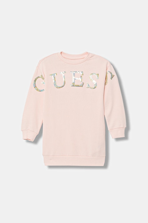 Guess sukienka bawełniana dziecięca kolor różowy mini prosta K5BK10 KAD74