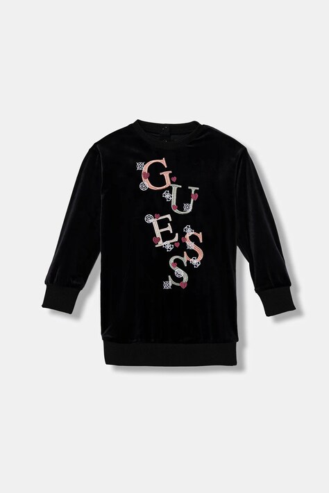 Детска рокля Guess в черно къса със стандартна кройка K5BK14 K0232