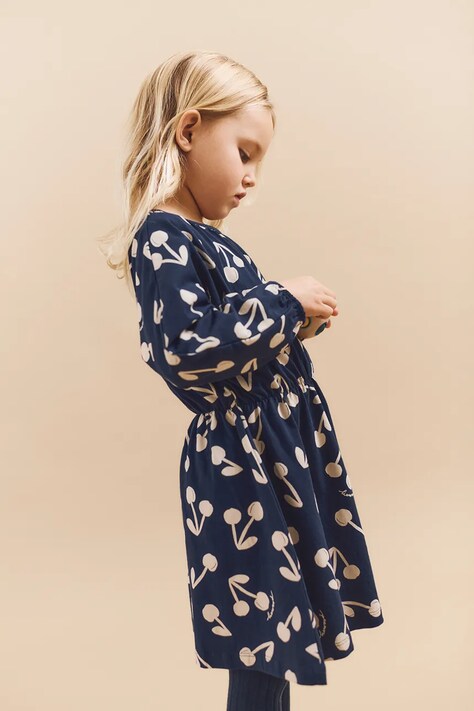 Liewood sukienka bawełniana dziecięca Sadia Printed Dress kolor granatowy mini rozkloszowana LW20216