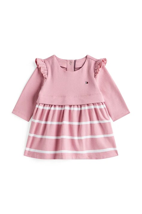 Tommy Hilfiger sukienka z bawełną niemowlęca kolor różowy mini rozkloszowana KN0KN02066