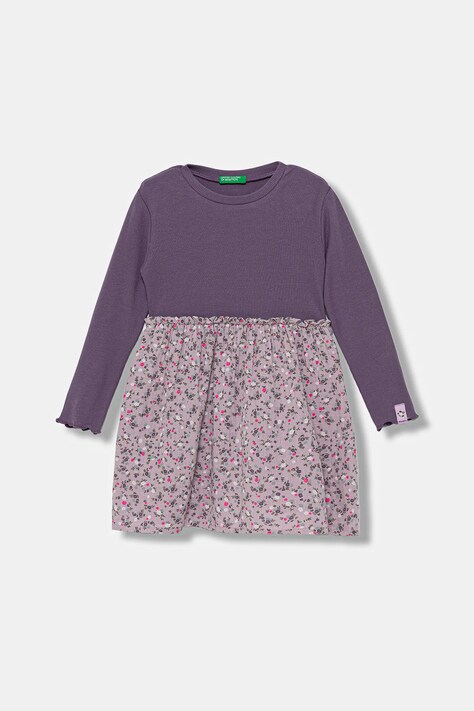 United Colors of Benetton sukienka dziecięca kolor fioletowy mini rozkloszowana 434ZGV02I