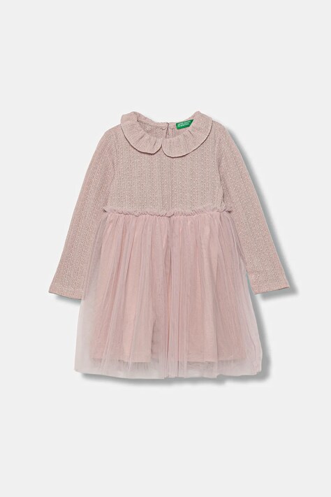 United Colors of Benetton sukienka dziecięca kolor różowy mini rozkloszowana 4JACGV02J