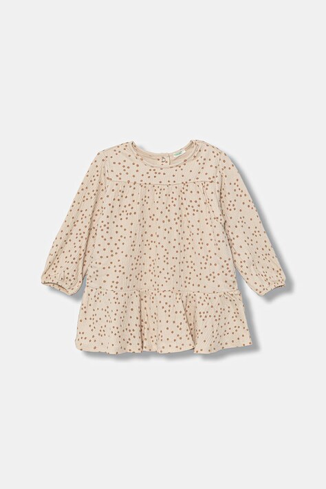 Haljina za bebe United Colors of Benetton boja: bež, midi, širi se prema dolje, 35CUAV00M