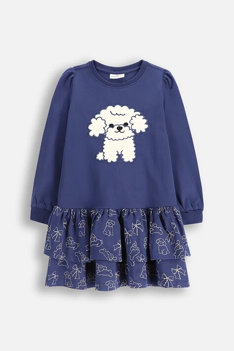 Coccodrillo sukienka dziecięca z bawełną kolor granatowy mini rozkloszowana FROSTING PUDDLE GIRL KIDS