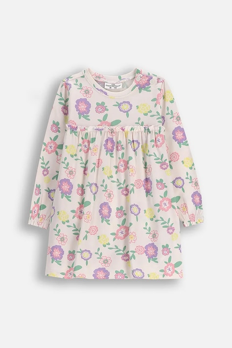 Coccodrillo rochie de bumbac pentru bebeluși HAPPY PUPPY GIRL NEWBORN culoare bej, mini, evazată