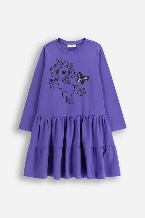 Coccodrillo rochie de bumbac pentru copii culoarea violet, mini, evazați, RAVE GIRL KIDS