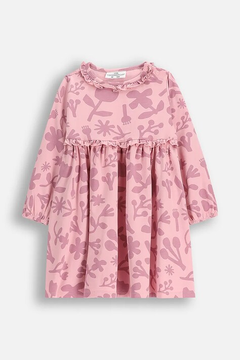 Детское хлопковое платье Coccodrillo цвет розовый mini расклешённое TEDDY BEAR GIRL NEWBORN