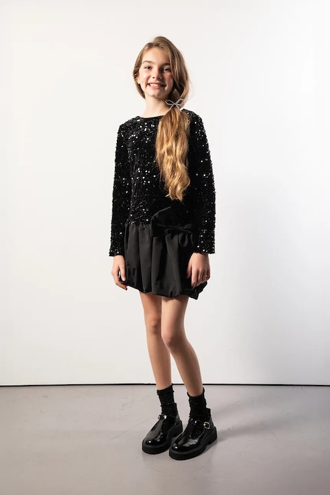 Coccodrillo sukienka z dodatkiem bawełny dziecięca kolor czarny mini rozkloszowana ELEGANT PARTY GIRL