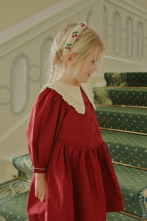 Konges Sløjd sukienka bawełniana dziecięca COEUR COLLAR DRESS GOTS kolor czerwony mini rozkloszowana KS104266