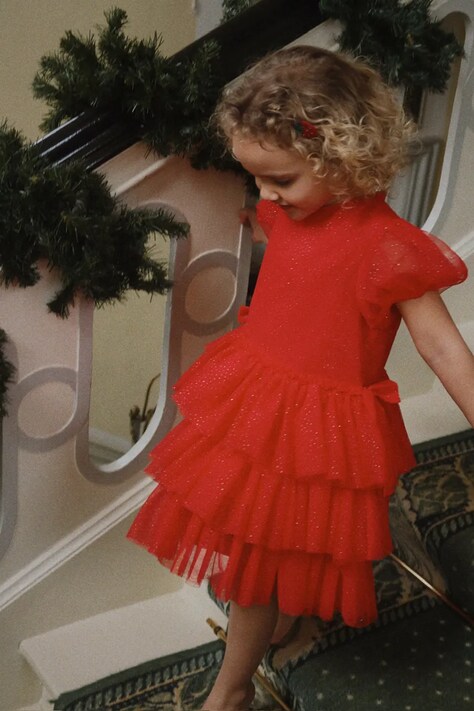 Konges Sløjd sukienka dziecięca FAY DRESS GRS kolor czerwony mini rozkloszowana KS104296