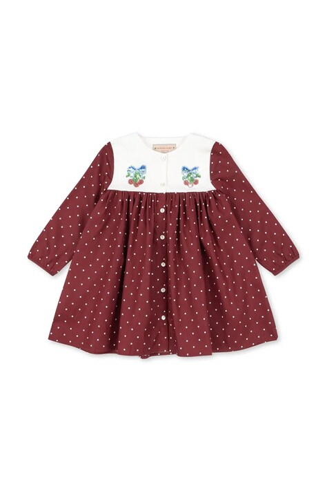Konges Sløjd sukienka bawełniana dziecięca MUNA DRESS GOTS kolor bordowy mini rozkloszowana KS104381