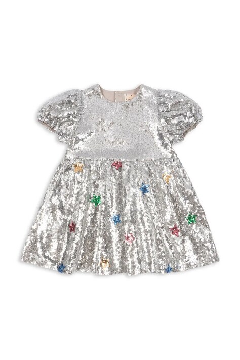 Konges Sløjd sukienka dziecięca STARLA STAR DUST DRESS kolor srebrny mini rozkloszowana KS104435