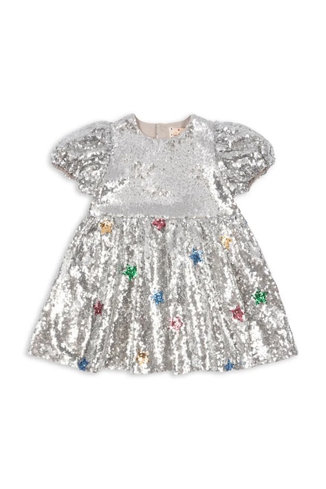 Konges Sløjd sukienka dziecięca STARLA STAR DUST DRESS kolor srebrny mini rozkloszowana KS104435