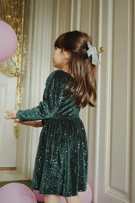 Konges Sløjd rochie fete VIOLA DRESS culoarea verde, mini, evazați, KS104464