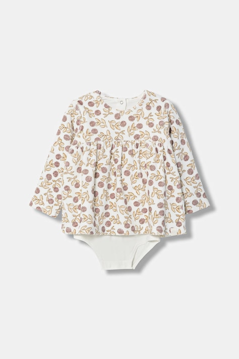 Otroška obleka iz velurja United Colors of Benetton bež barva, 3EOAAV00N