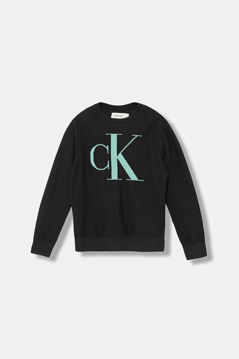 Calvin Klein Jeans sweter bawełniany dziecięcy kolor czarny lekki IB0IB02152