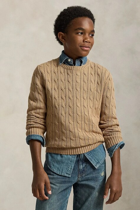 Βαμβακερό πουλόβερ Polo Ralph Lauren χρώμα: καφέ, 323702674082