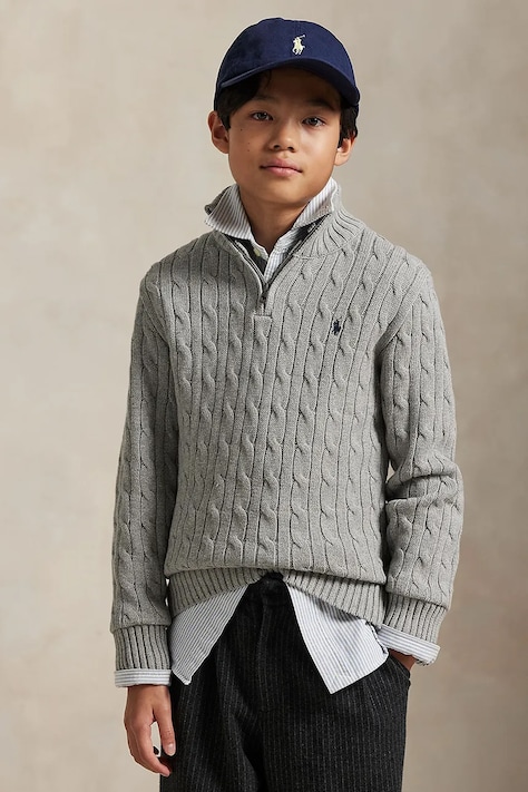 Bavlnený sveter Polo Ralph Lauren šedá farba, 323868894010