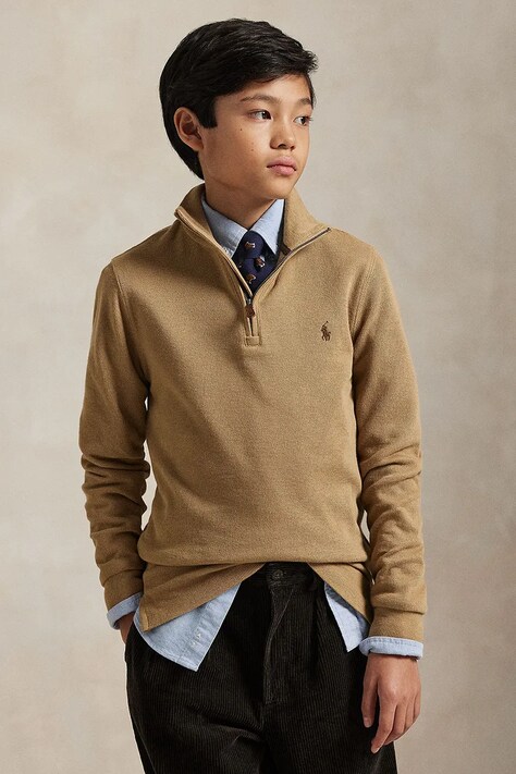 Polo Ralph Lauren sweter bawełniany dziecięcy kolor brązowy 323953023009