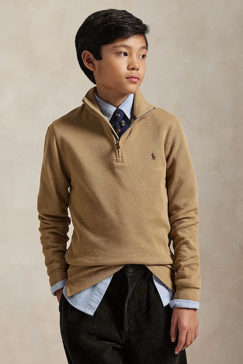 Дитяча бавовняна кофта Polo Ralph Lauren колір коричневий 323953023009