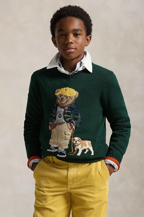 Παιδικό βαμβακερό πουλόβερ Polo Ralph Lauren χρώμα: πράσινο, 323978393001