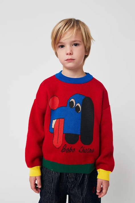Дитячий бавовняний светр Bobo Choses Doggy Mate колір червоний 225AC111