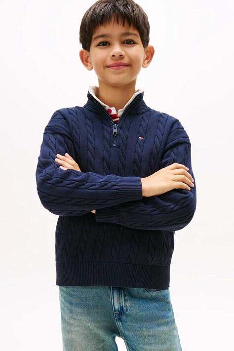 Дитячий бавовняний светр Tommy Hilfiger колір синій KB0KB09971