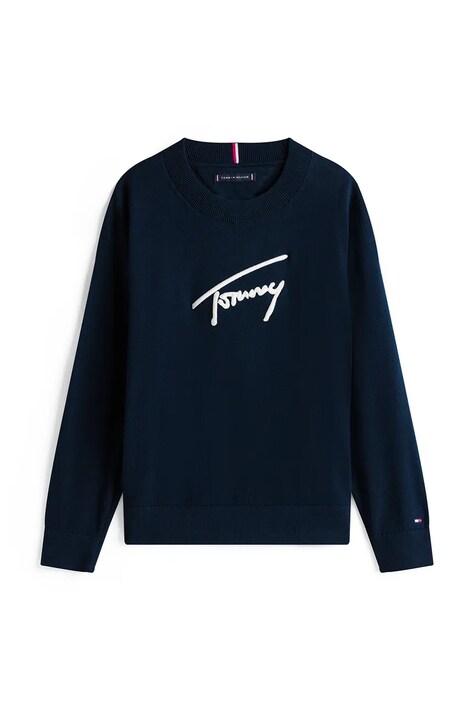 Tommy Hilfiger sweter bawełniany dziecięcy kolor granatowy lekki KB0KB09974