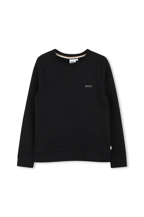 BOSS bluza dziecięca kolor czarny gładka J52348