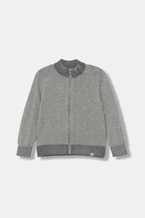 Dětský bavlněný kardigan United Colors of Benetton šedá barva, 120YC500W
