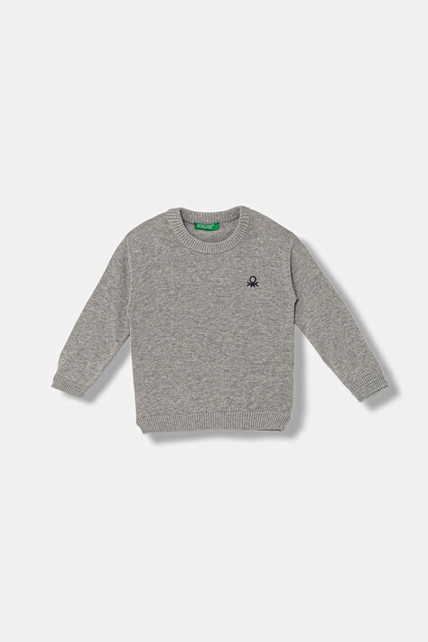 United Colors of Benetton pulover de bumbac pentru copii culoarea gri, light, 120YG100X