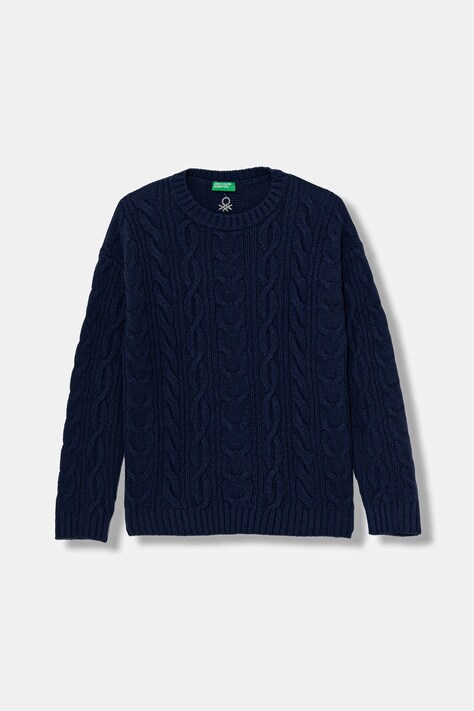 United Colors of Benetton sweter z dodatkiem wełny dziecięcy kolor granatowy 1344C107G