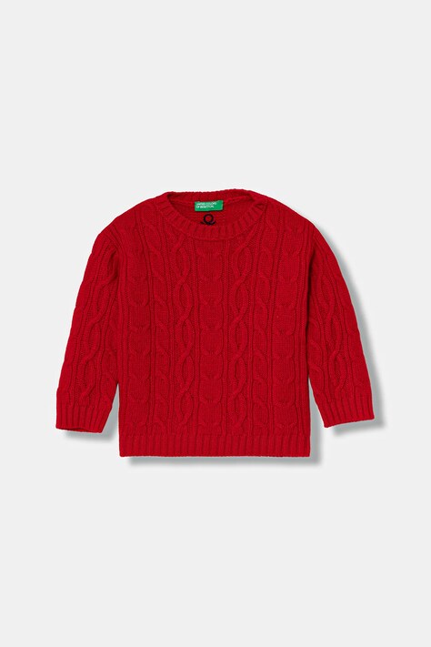 United Colors of Benetton sweter z dodatkiem wełny dziecięcy kolor czerwony 1344G100R