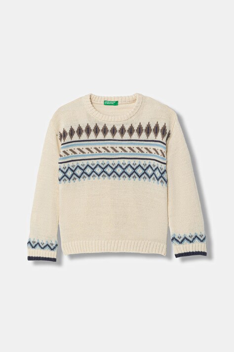 Παιδικό πουλόβερ με προσθήκη μαλλιού United Colors of Benetton χρώμα: μπεζ, 1PF6H1030