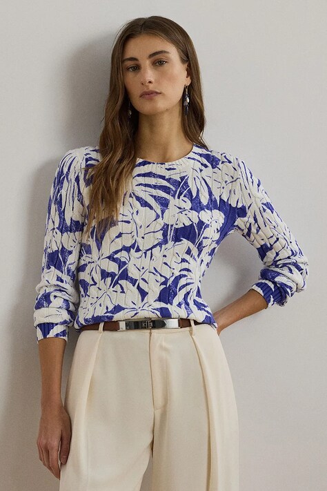 Lauren Ralph Lauren pulover de bumbac culoarea alb, 200971174