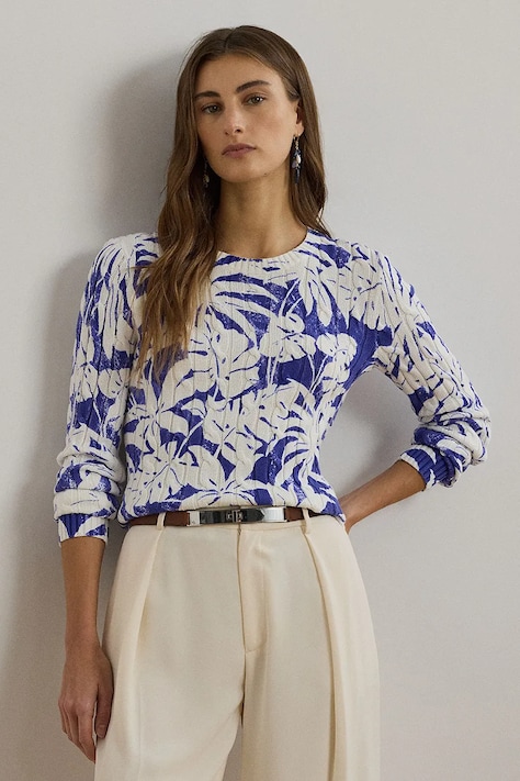Bavlněný svetr Lauren Ralph Lauren dámský, bílá barva, 200971174