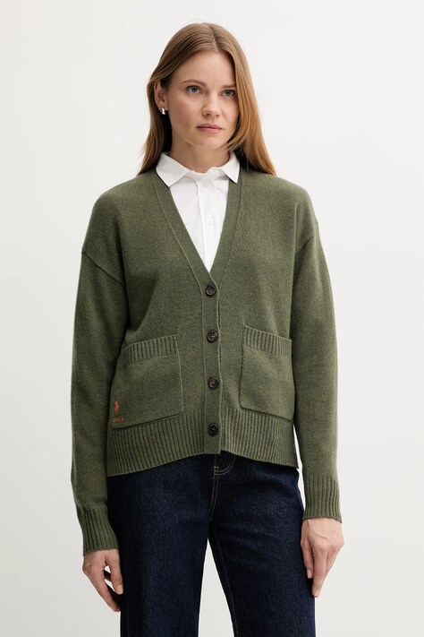 Вовняний кардиган Polo Ralph Lauren колір зелений 211914536