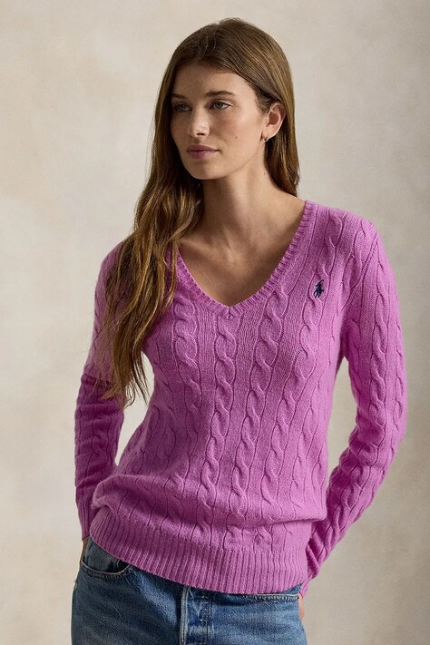 Polo Ralph Lauren sweter damski wełniany fioletowy 211971866