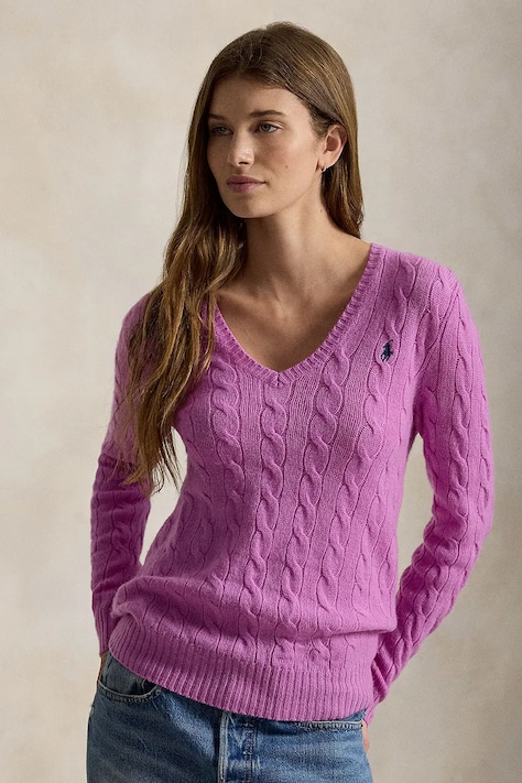 Polo Ralph Lauren sweter damski wełniany fioletowy 211971866