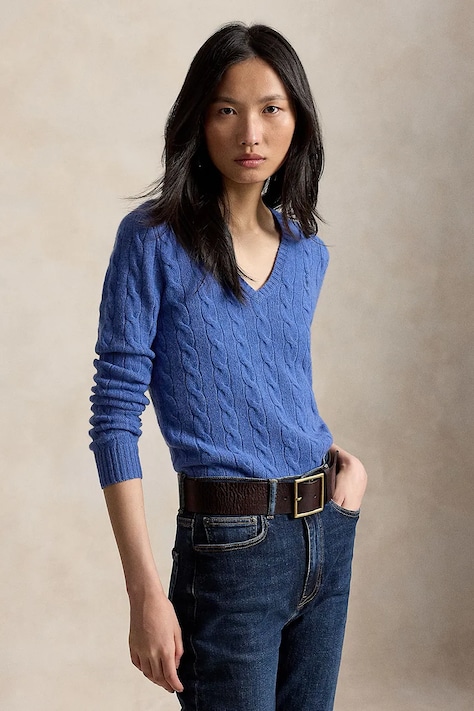Polo Ralph Lauren sweter damski wełniany niebieski 211971866